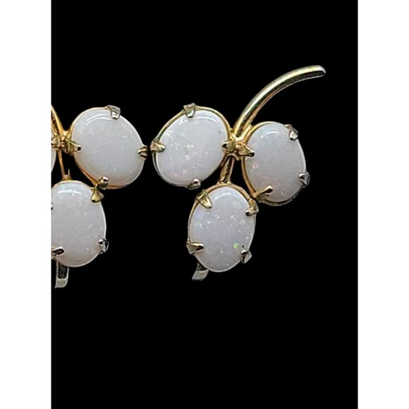Sorrento 12kGF Faux Opal Cluster Clipped On Earrings Yellow Gold Filled Vintage - Picture 10 of 13